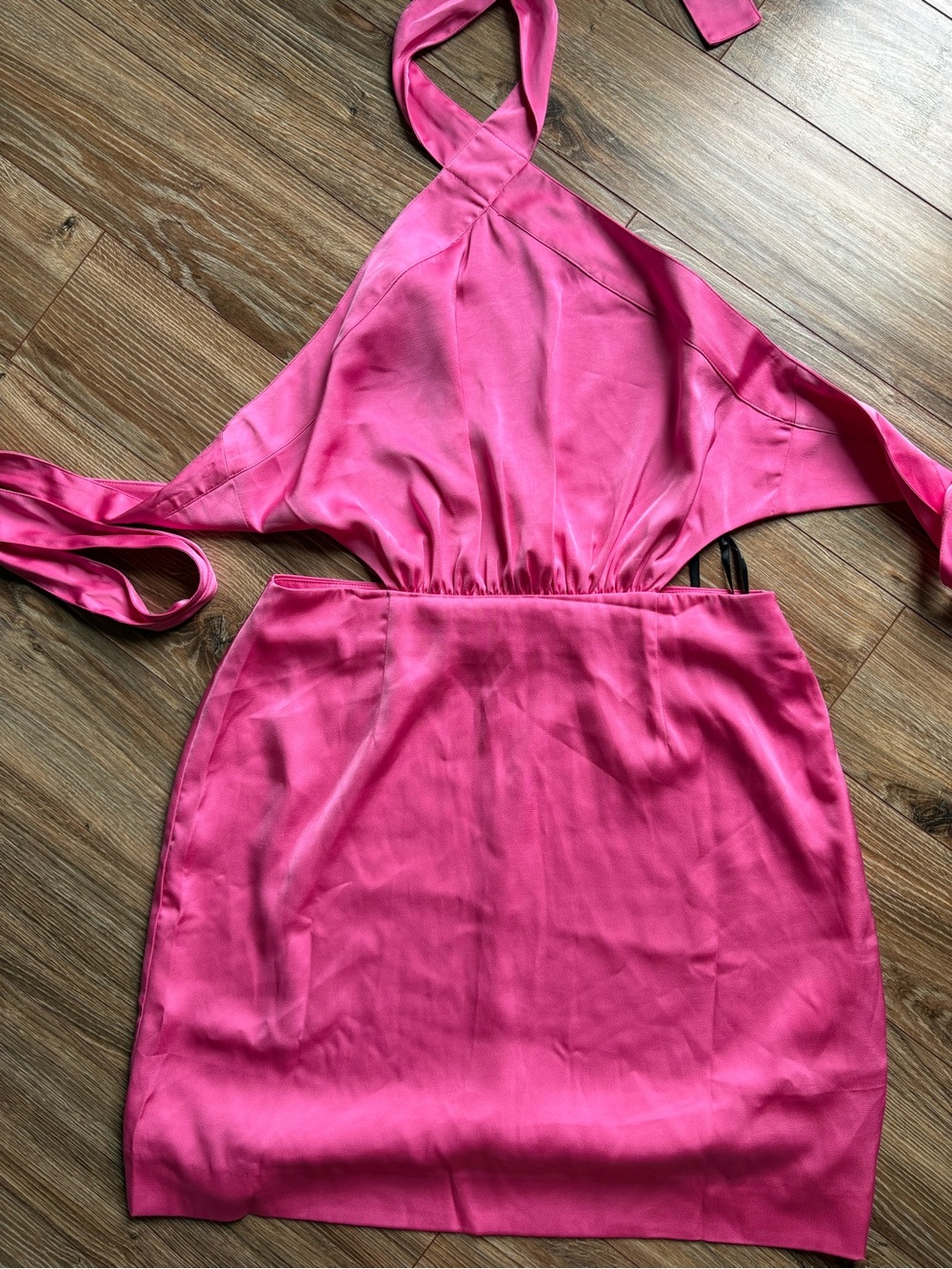 Revolve pink mink halter dress